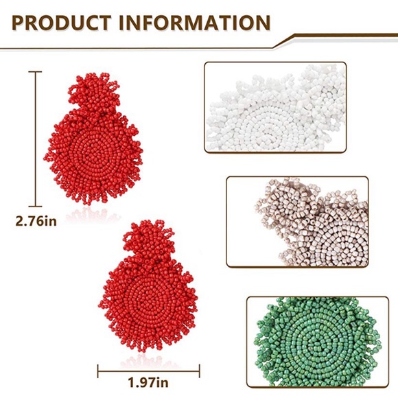 Statement Beaded Bohemian Dangle Round Earrings - Picture 5 of 6